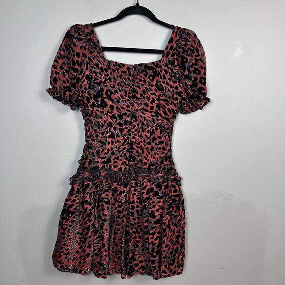 Misha dress size 2 burnout velvet whimsigoth mini puff sleeve dark romantic vamp - Picture 6 of 15